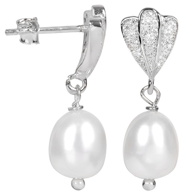 JwL Luxury Pearls Perlové náušnice s bílou pravou perlou JL0098