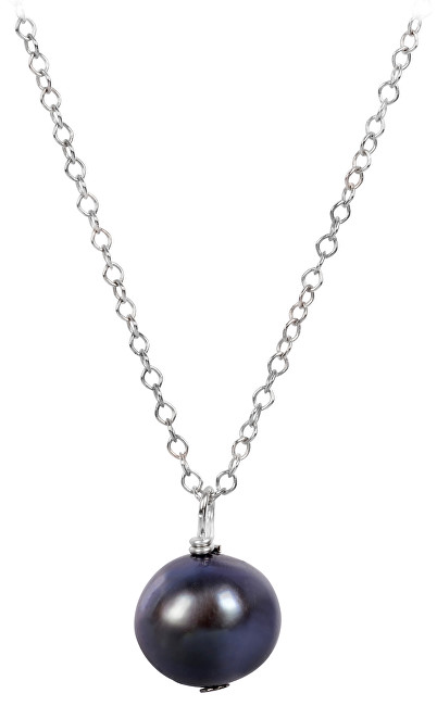 JwL Luxury Pearls Pravá perla kovové barvy na stříbrném řetízku JL0086 (řetízek, přívěsek)
