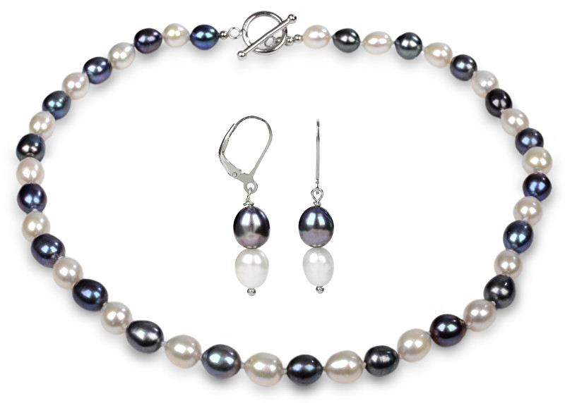 JwL Luxury Pearls Souprava náhrdelníku a náušnic s pravými perlami JL0162 (náušnice, náhrdelník)