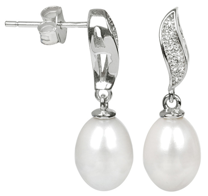 JwL Luxury Pearls Stříbrné náušnice s perlou a zirkony JL0199