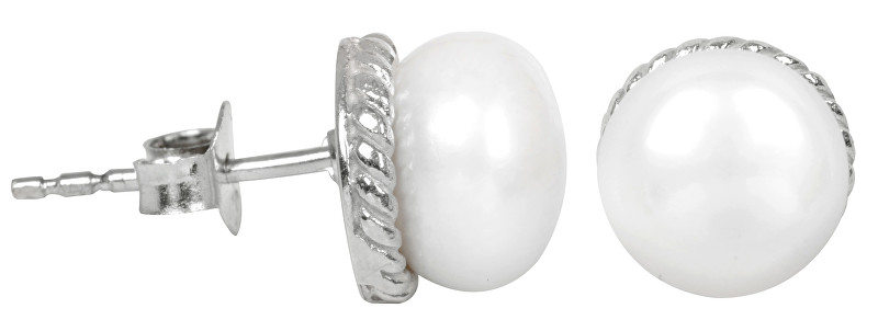JwL Luxury Pearls Stříbrné náušnice s pravou bílou perlou JL0185