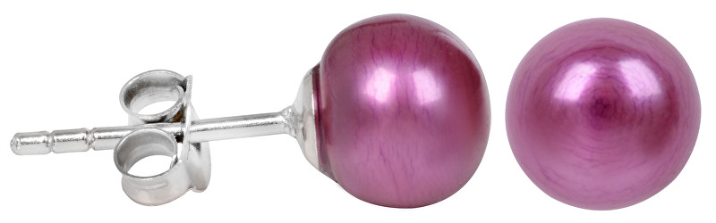 JwL Luxury Pearls Stříbrné náušnice s pravou fialovou perlou JL0221
