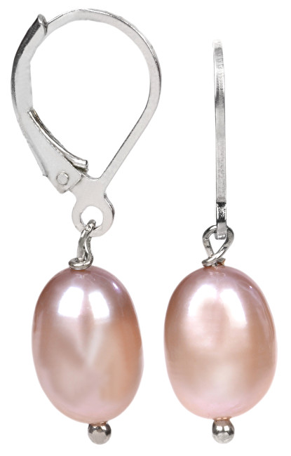 JwL Luxury Pearls Stříbrné náušnice s pravou růžovou perlou JL0145
