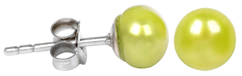 JwL Luxury Pearls Stříbrné náušnice s pravou zelenou perlou JL0219