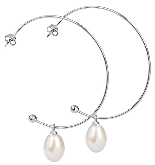 JwL Luxury Pearls Stříbrné půlkruhové náušnice 2v1 s pravými perlami JL0296