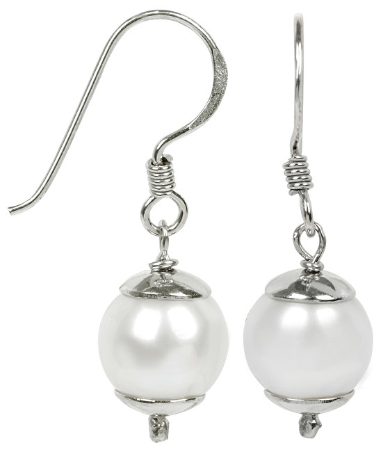 JwL Luxury Pearls Stříbrné visací náušnice s bílou perlou JL0237