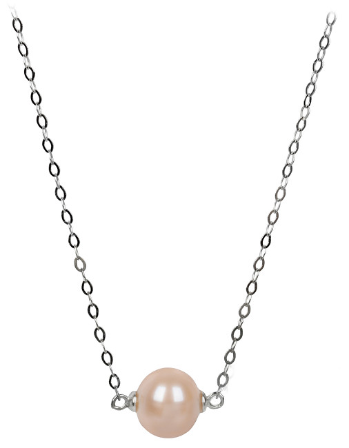 JwL Luxury Pearls Stříbrný náhrdelník s lososovou perlou JL0245