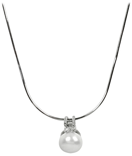 JwL Luxury Pearls Stříbrný náhrdelník s perlou a krystalem JL0197 (řetízek, přívěsek)