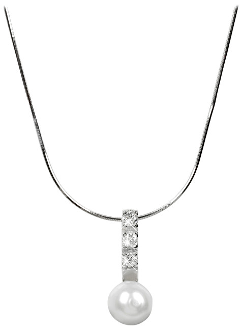 JwL Luxury Pearls Stříbrný náhrdelník s perlou a krystaly JL0193