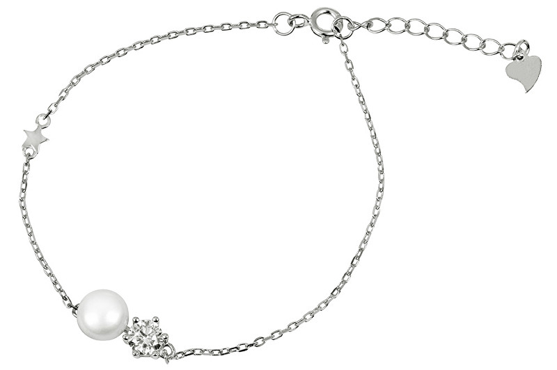 JwL Luxury Pearls Stříbrný náramek s pravou perlou a krystalem JL0315
