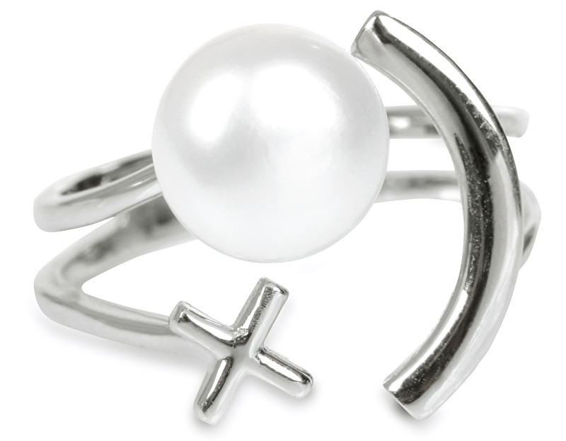 JwL Luxury Pearls Stříbrný prsten s bílou perlou Smajlík JL0238