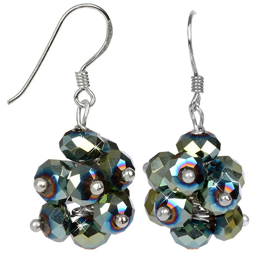 JwL Luxury Pearls Zářivé náušnice z broušených zelených krystalů JL0272
