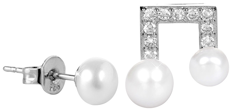 JwL Luxury Pearls Asymetrické perlové náušnice se zirkony JL0415