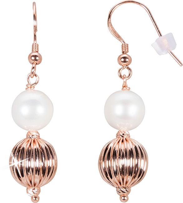 JwL Luxury Pearls Bronzové náušnice s pravou perlou JL0442