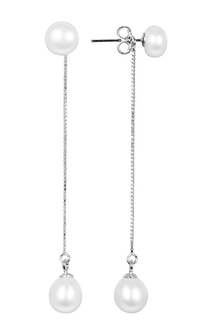 JwL Luxury Pearls Dlouhé stříbrné náušnice 2v1 s pravými perlami JL0530