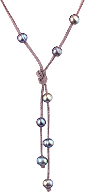 JwL Luxury Pearls Dlouhý kožený náhrdelník 3v1 s pravými perlami JL0495