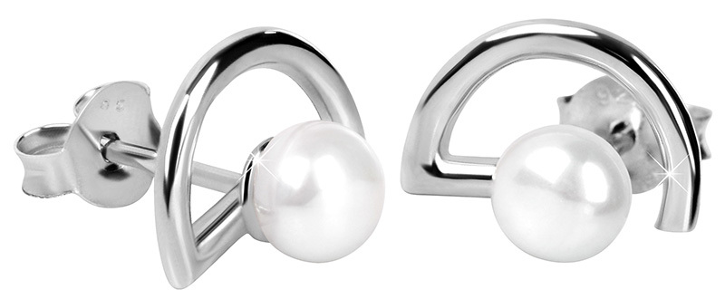 JwL Luxury Pearls Elegantní náušnice s pravou bílou perlou JL0334