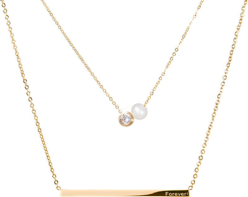 JwL Luxury Pearls Vrstvený ocelový náhrdelník s pravou perlou a krystalem JL0479CH