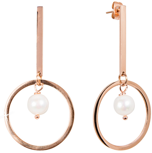 JwL Luxury Pearls Dlouhé ocelové náušnice s pravými perlami JL0490CH