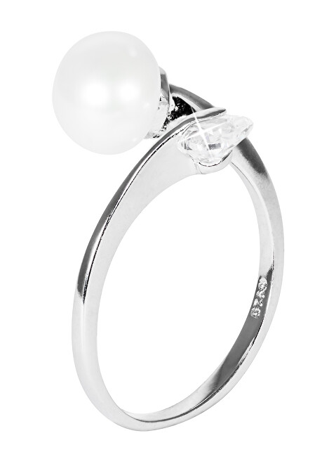 JwL Luxury Pearls Něžný stříbrný prsten s bílou perlou JL0543