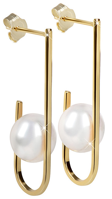 JwL Luxury Pearls Pozlacené náušnice s pravou bílou perlou JL0350