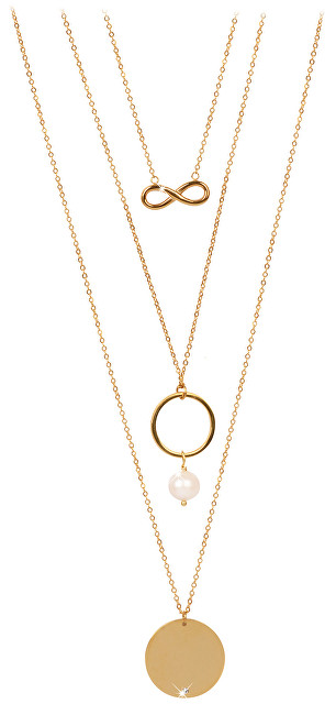 JwL Luxury Pearls Pozlacený vrstvený náhrdelník s pravou perlou JL0421