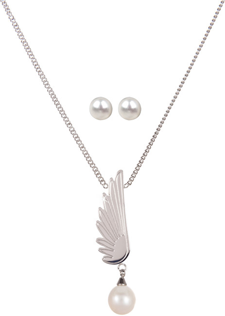 JwL Luxury Pearls Set náhrdelníku Andělské křídlo a náušnic s pravými perlami JL0468CH
