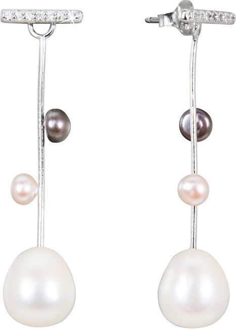 JwL Luxury Pearls Stříbrné náušnice 2v1 s pravými perlami JL0465