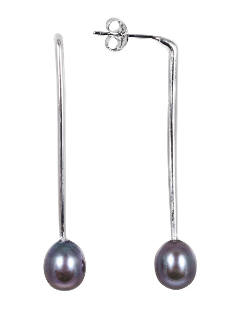 JwL Luxury Pearls Stříbrné náušnice s pravou modrou perlou JL0550