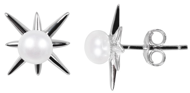 JwL Luxury Pearls Stříbrné náušnice Star s pravými perlami JL0544