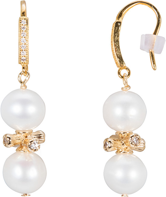 JwL Luxury Pearls Stříbrné zlacené náušnice s pravými perlami JL0443