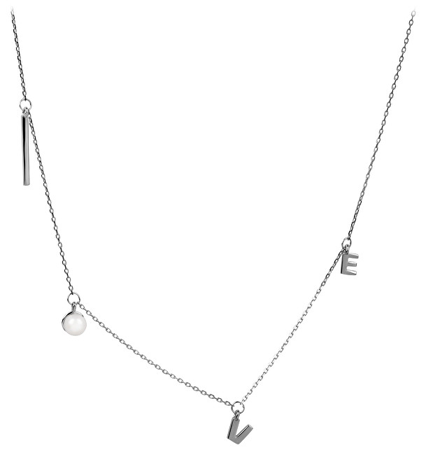 JwL Luxury Pearls Stříbrný náhrdelník Love s pravou perlou JL0340