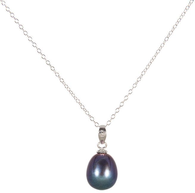 JwL Luxury Pearls Stříbrný náhrdelník s modrou perlou 45 cm JL0438 (řetízek, přívěsek)