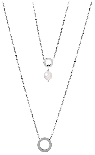 JwL Luxury Pearls Vrstvený náhrdelník s pravou perlou a krystaly JL0423