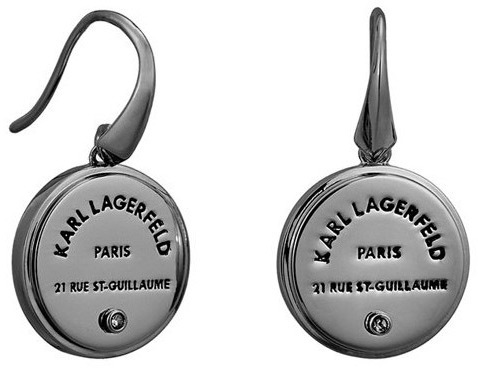 Karl Lagerfeld Slušivé černé náušnice s výrazným logem 5545291 Karl Lagerfeld