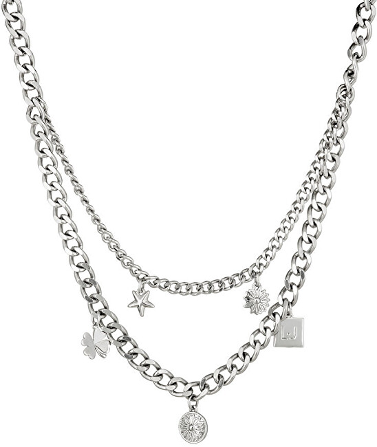 Liu.Jo Dvojitý ocelový náhrdelník s přívěsky LJ1299