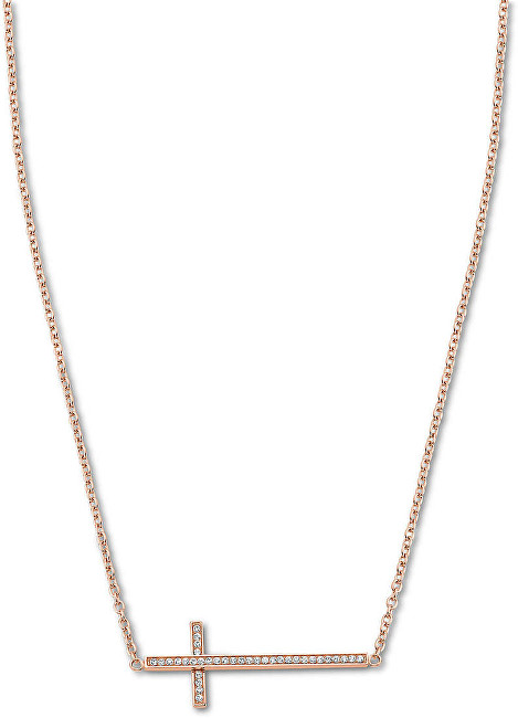 Lotus Style Bronzový náhrdelník s křížkem naležato LS1874-1/3
