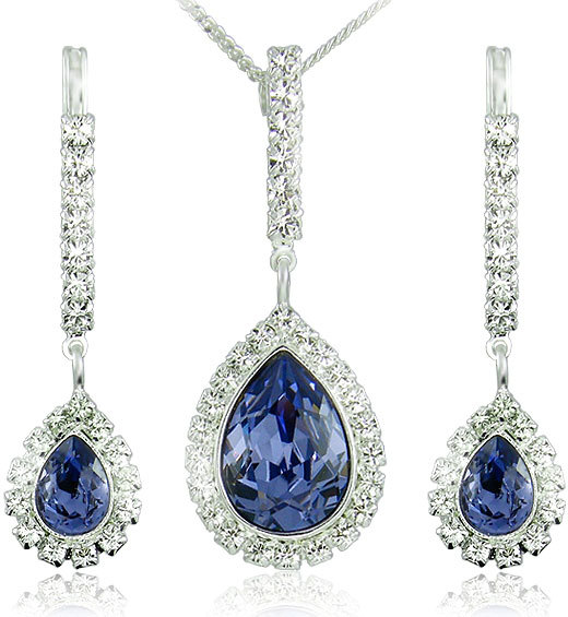 MHM Souprava šperků Avril Tanzanite 34125 (náušnice, řetízek, přívěsek)