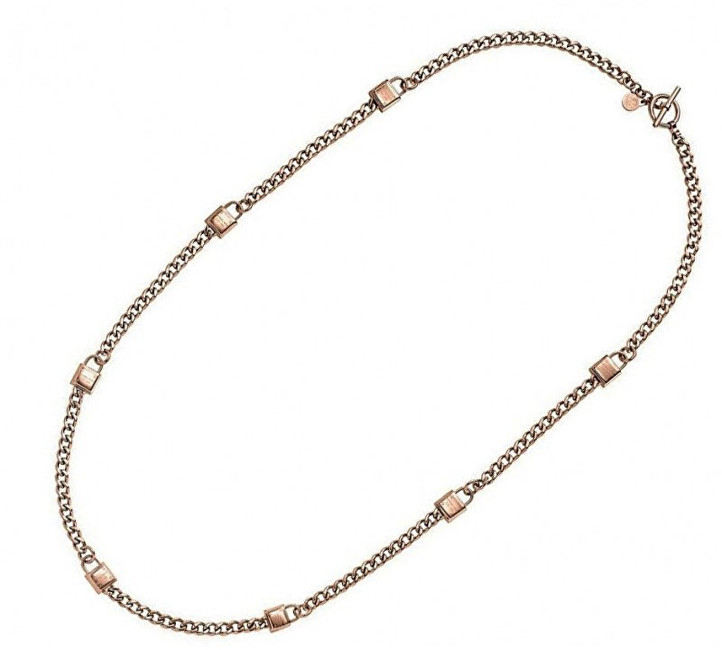 Michael Kors Náhrdelník pozlacený růžovým zlatem se zámky MKJ3724791