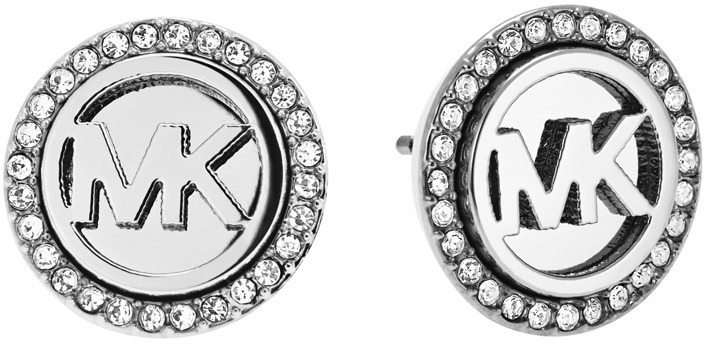 Michael Kors Ocelové náušnice s logem a krystaly MKJ4516040