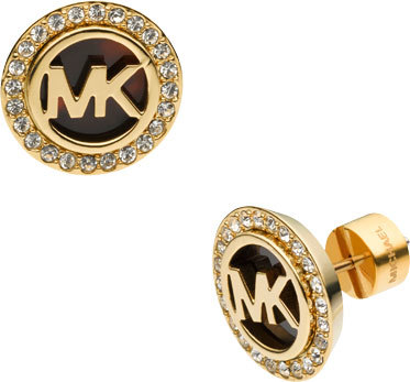 Michael Kors Pozlacené luxusní náušnice s logem a krystaly MKJ2943710