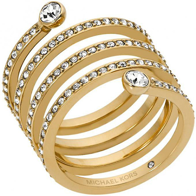 Michael Kors Pozlacený ocelový prsten s krystaly MKJ4722710 58 mm