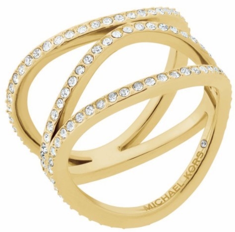 Michael Kors Pozlacený ocelový prsten s krystaly MKJ6638710 58 mm