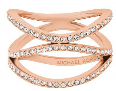 Michael Kors Pozlacený ocelový prsten s krystaly MKJ6640791 57 mm