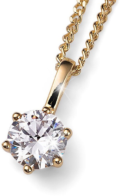 Oliver Weber Pozlacený stříbrný náhrdelník s krystalem Brilliance 61125G 001 (řetízek, přívěsek)