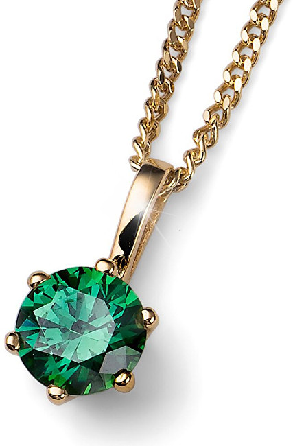 Oliver Weber Pozlacený stříbrný náhrdelník s krystalem Brilliance 61125G GRE (řetízek, přívěsek)