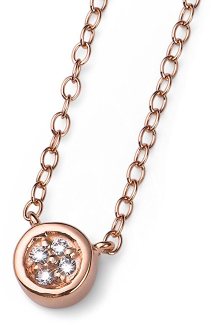 Oliver Weber Růžově pozlacený stříbrný náhrdelník Pinny 61130RG (řetízek, přívěsek)