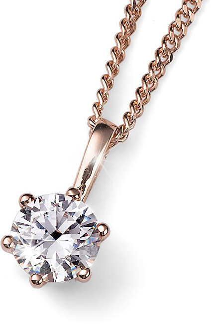 Oliver Weber Růžově pozlacený stříbrný náhrdelník s krystalem Brilliance 61125RG 001 (řetízek, přívěsek)