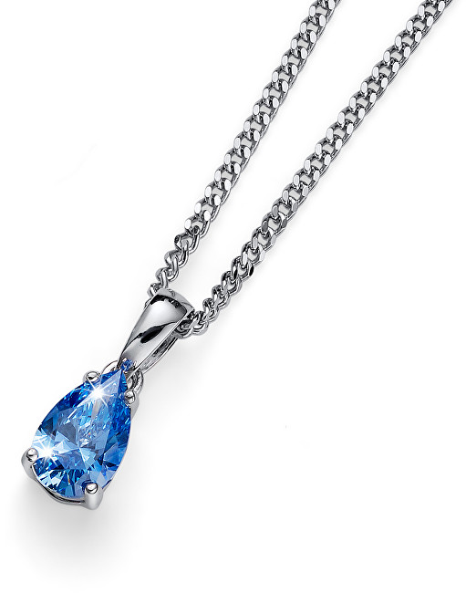 Oliver Weber Stříbrný náhrdelník s krystalem Pear 61148 BLU (řetízek, přívěsek)