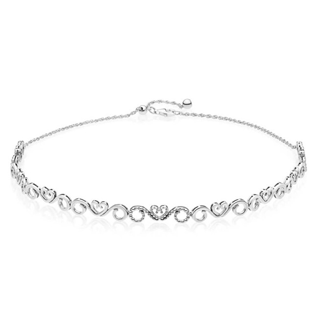 Pandora Luxusní náhrdelník choker se srdíčky 397129CZ-38